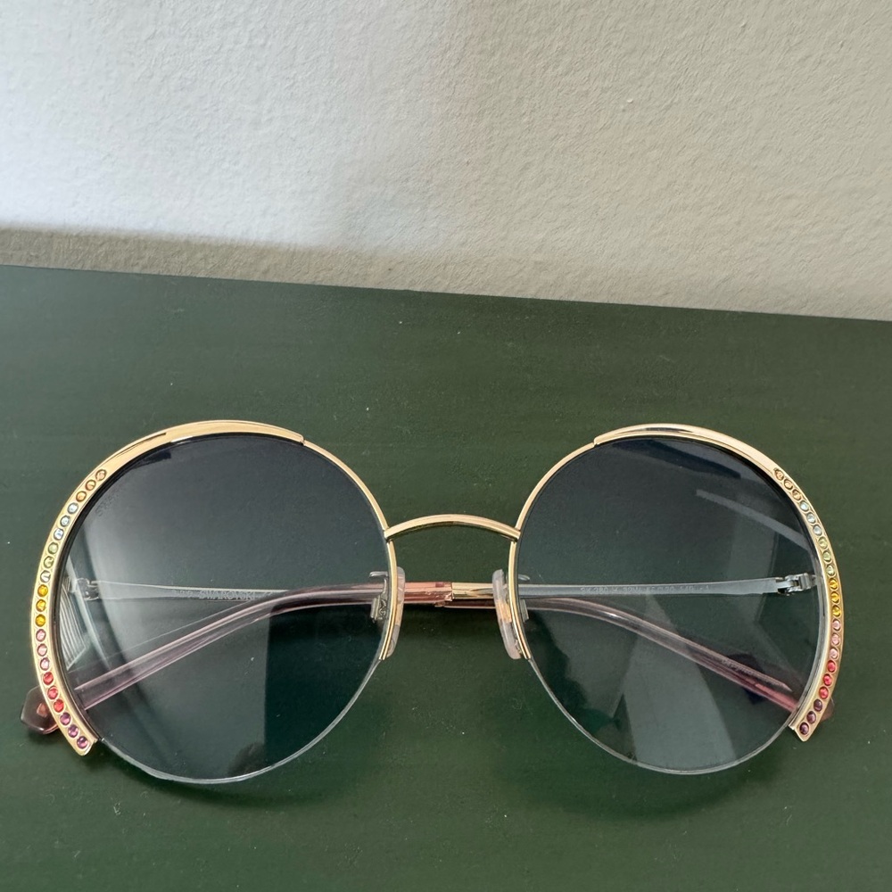 Swarovski Crystal Round Sunglasses with Rainbow Crystalls